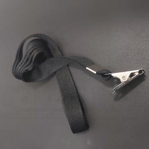 Cord�o Liso com prendedor tipo jacar� para crach� - PRETO