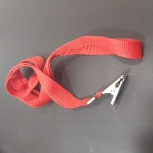 Cord�o Liso com clips modelo jacar� para crach� - VERMELHO