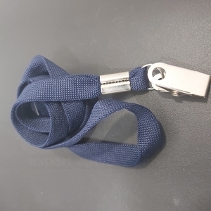 Cord�o Liso com clips modelo jacar� para crach� - AZUL MARINHO