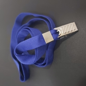 Cord�o Liso com clips modelo jacar� para crach� - AZUL ROYAL