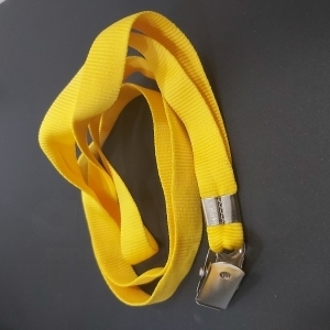 Cord�o Liso com clips modelo jacar� para crach� - AMARELO